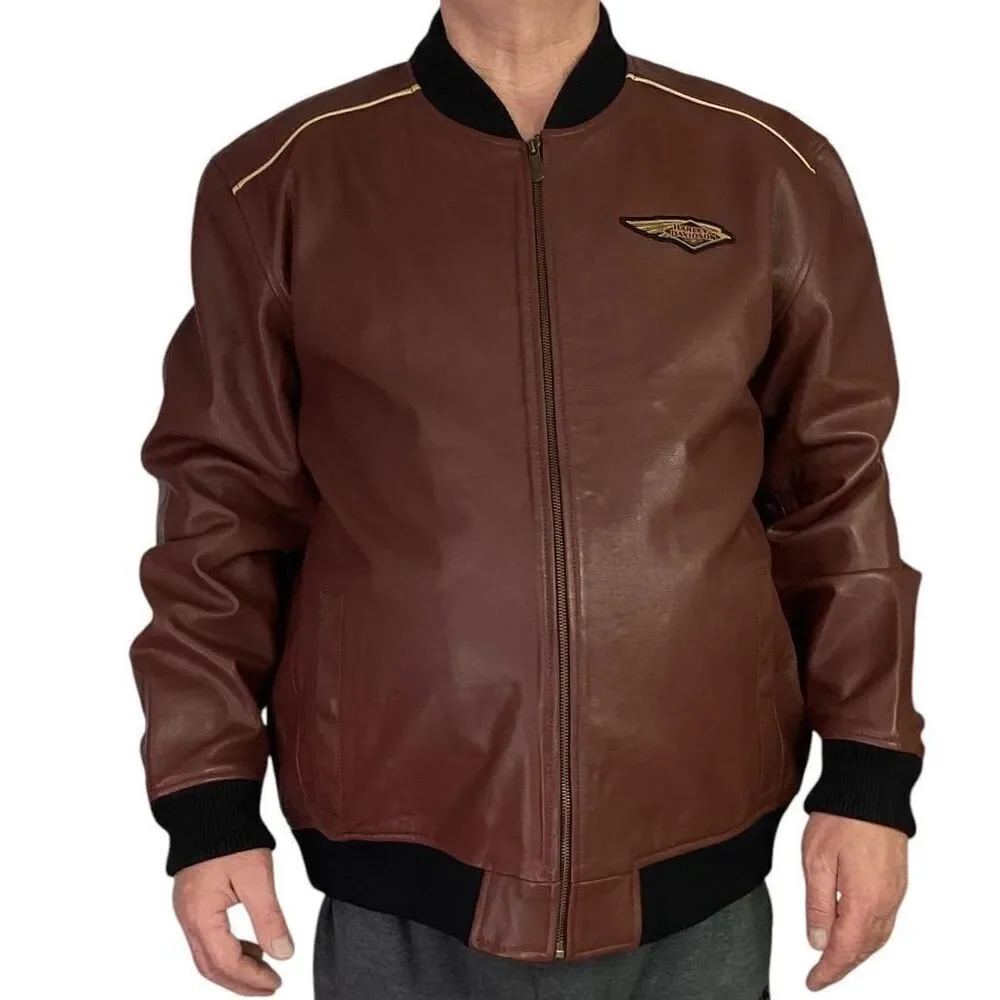 Harley-Davidson Bomber Jacket Mens 2X Dark Red Leather 120th Anniversay Edition